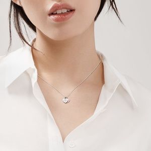 Tiffany and Co. Pink Enamel Heart Tag Necklace
